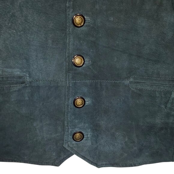 Beyond Leather Suede Vest Waistcoat Men's XL Black Western Rockabilly Steampunk - Picture 2 of 5